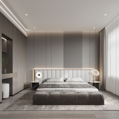 现代卧室，卧室，现代简约卧室，现代主卧