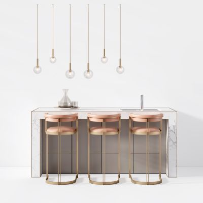 现代吧桌 吧椅 吧桌椅 金属吊灯