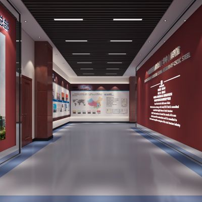 现代简约红色企业展厅