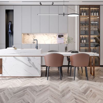 现代餐厅 岛台餐桌 酒柜组合