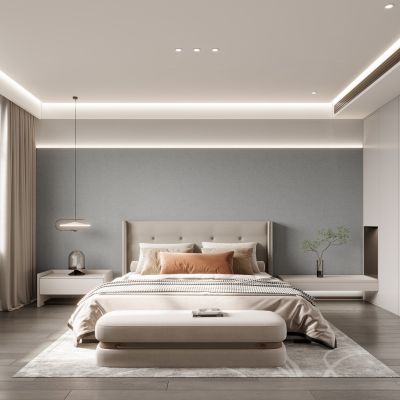 现代卧室，卧室，现代简约卧室，现代主卧