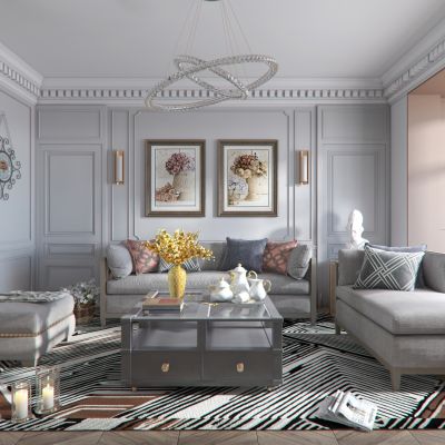 现代轻奢混搭客餐厅