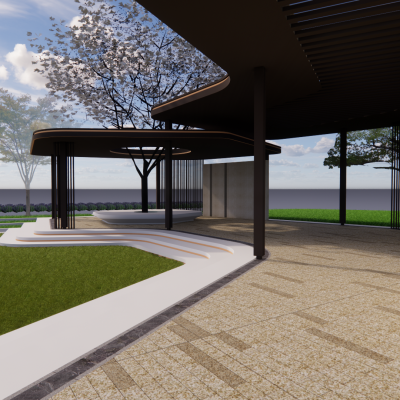 新中式景观廊架