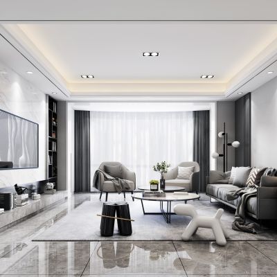 现代黑白灰客餐厅