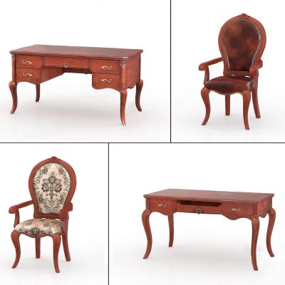 美式实木书桌椅