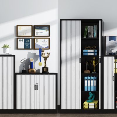 现代办公室文件柜档案柜奖状奖杯组合