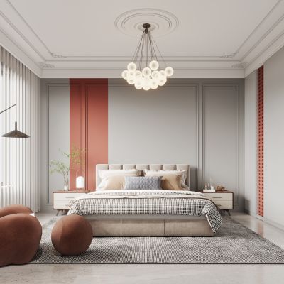 现代卧室，卧室，现代简约卧室，现代主卧