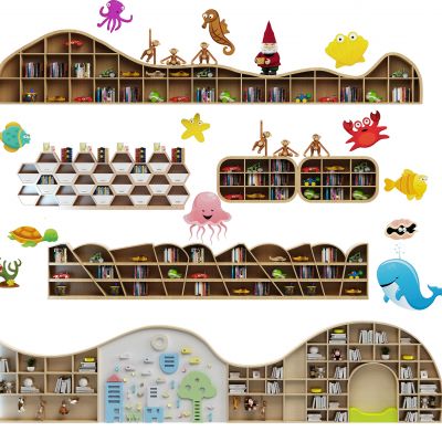 现代图书馆书柜装饰边柜