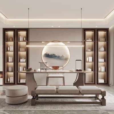 新中式书房，新中式茶室