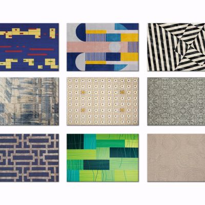 现代几何撞色地毯