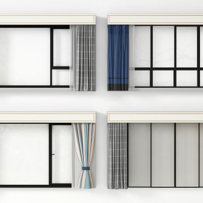 现代窗 门 窗帘组合