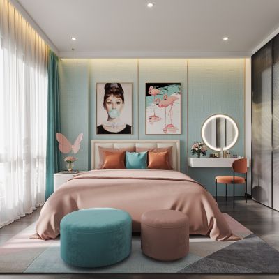 现代女孩卧室