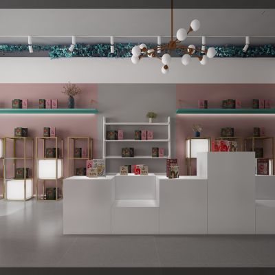 北欧风格喜品 店道具 橱窗梯 吧台