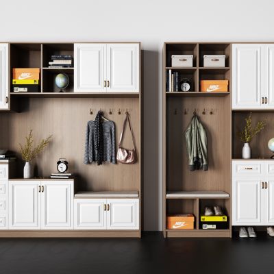 现代实木鞋柜 衣服 装饰 书 鞋子