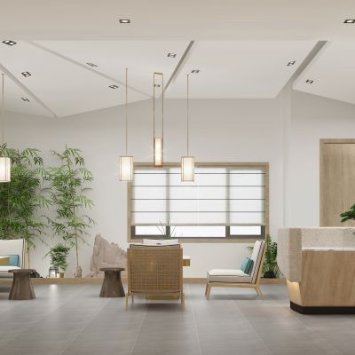 现代瑜伽大厅 前台 普拉提教室 洽谈室