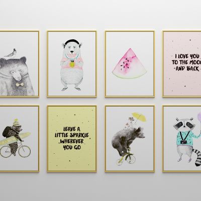 现代儿童动物卡通装饰挂画