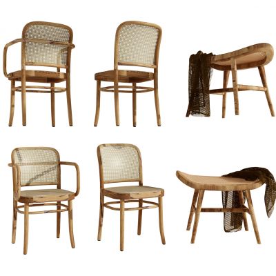 北欧自然风藤编，编织日式休闲椅