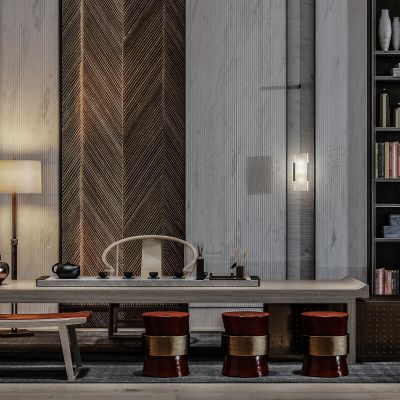 新中式茶几装饰品茶几灯组合