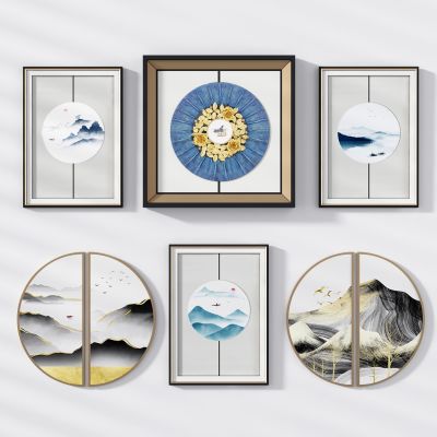 新中式挂画 挂画 装饰画 新中式装饰画 新中式金属挂画 圆形装饰画