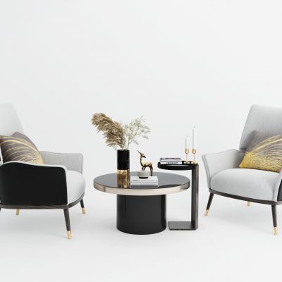 现代休闲沙发 单人沙发 沙发茶几组合