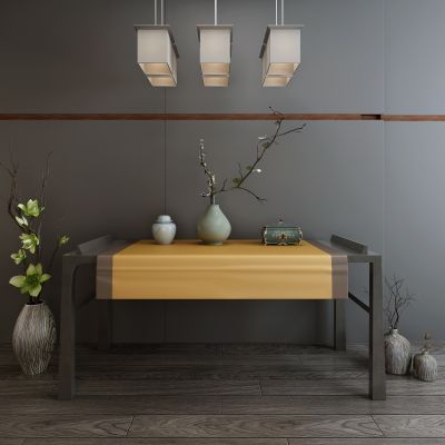 新中式条案书桌吊灯摆件