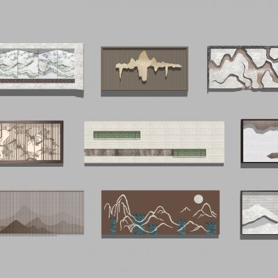 新中式山水景墙 围墙