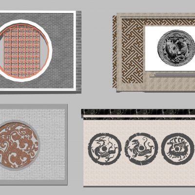 新中式山水景墙 围墙