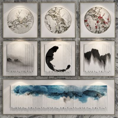 新中式轻奢水墨挂画 墙画 壁画