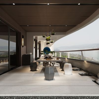 新中式阳台露台茶桌椅