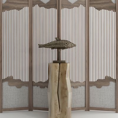 新中式老木头 屏风