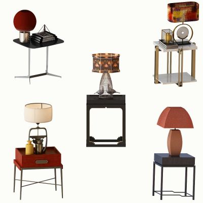 新中式边几台灯组合