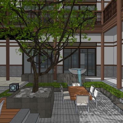 精致休闲庭院SU模型