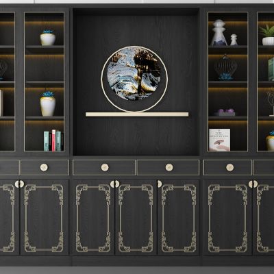 新中式书柜装饰