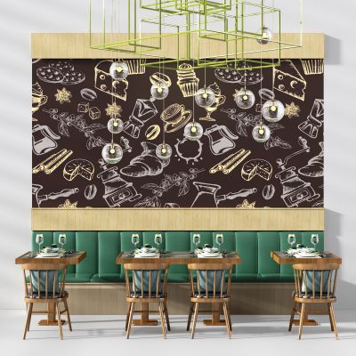 工业风卡座 餐桌椅 墙画 餐椅