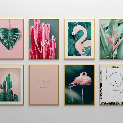 北欧天堂鸟仙人掌红鹤装饰画