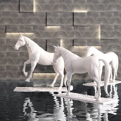现代马雕塑 背景墙 人物动物摆件