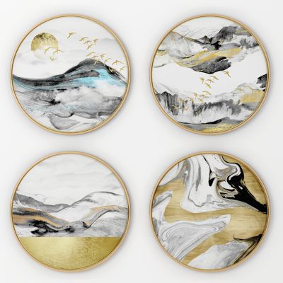 新中式挂画 新中式圆形装饰画