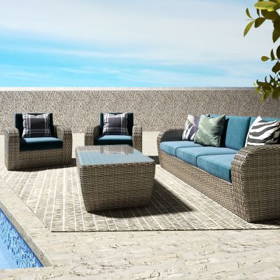 现代户外藤编休闲沙发 单椅组合