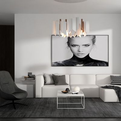 现代客厅  现代沙发组合 吊灯