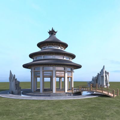 中式景观亭子3D模型