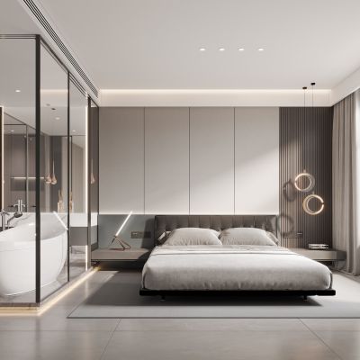 现代卧室，卧室，现代简约卧室，现代主卧3D模型