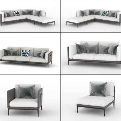 现代转角沙发 三人沙发 双人沙发 单人沙发 组合