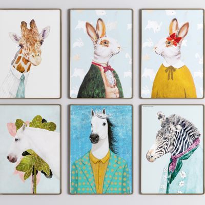 北欧动物装饰画 挂画组合