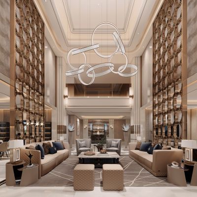 新中式酒店大堂接单区