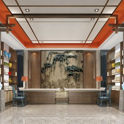 新中式酒店大厅服务台