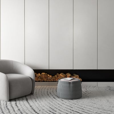 现代休闲椅 电视墙 电子炉