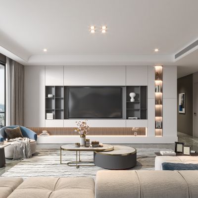 现代客厅SU模型