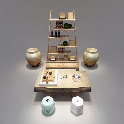 现代老木头桌椅