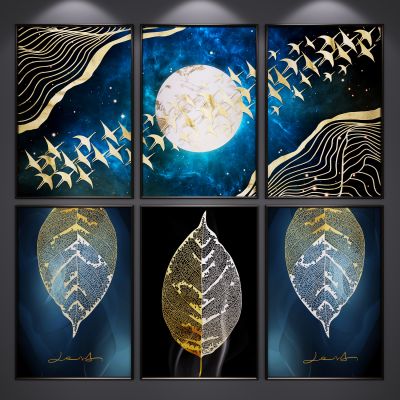 新中式装饰挂画 艺术画 抽象画 三联画