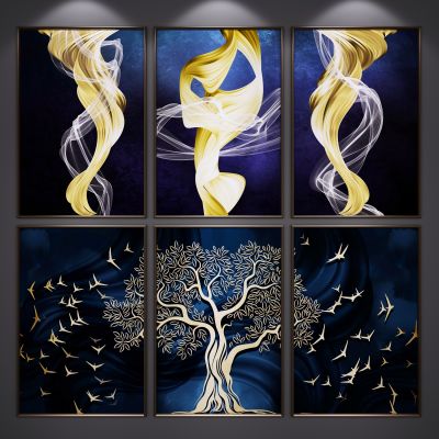 现代装饰挂画 艺术画 抽象画 三联画